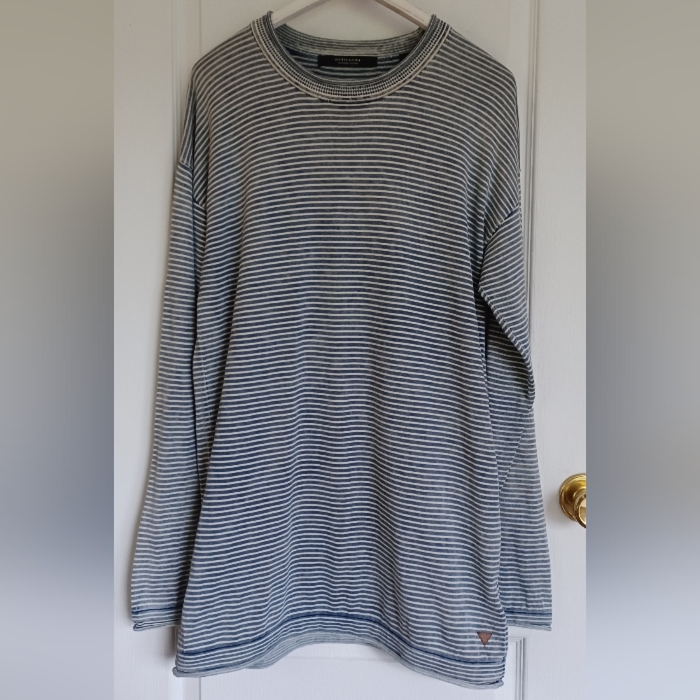 MEN'S SCOTCH & SODA AMSTERDAM COUTURE XL STRIPED LONG PULLOVER COTTON SWEATER